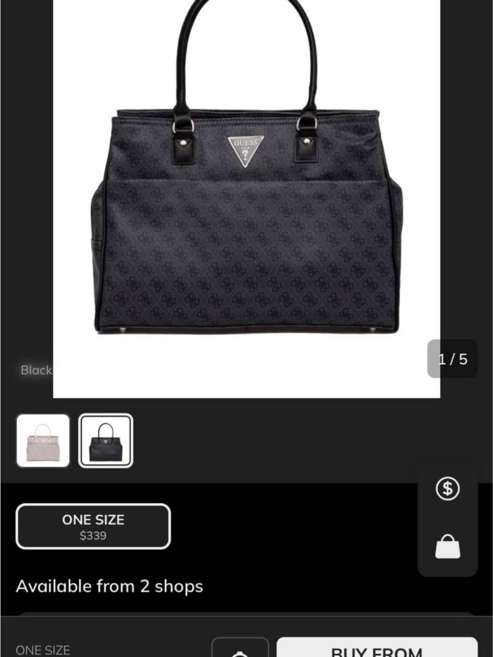 Guess Jesco Black Logo Tote Bag